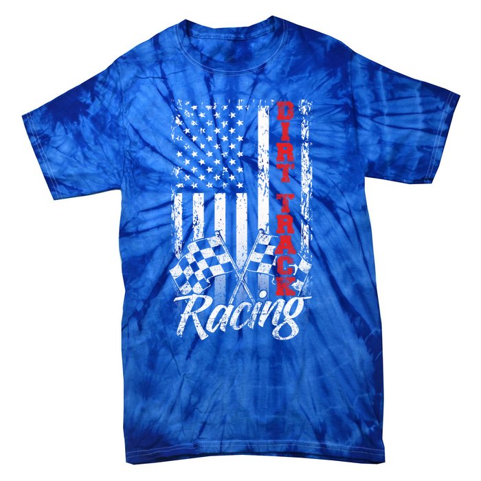 American Flag Dirt Track Racing Car Bike Driver Racer Gift Tie-Dye T-Shirt