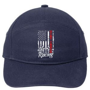 American Flag Dirt Track Racing Car Bike Driver Racer Gift 7-Panel Snapback Hat