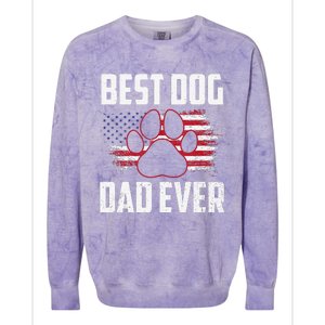 American Flag Dog Dad Owner Best Dog Dad Ever Fathers Day Colorblast Crewneck Sweatshirt