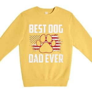 American Flag Dog Dad Owner Best Dog Dad Ever Fathers Day Premium Crewneck Sweatshirt