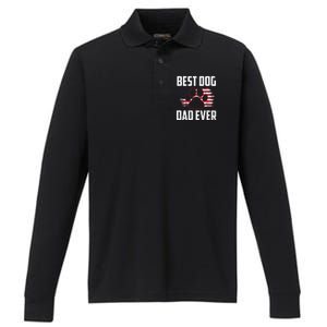 American Flag Dog Dad Owner Best Dog Dad Ever Fathers Day Performance Long Sleeve Polo