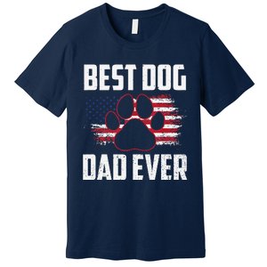 American Flag Dog Dad Owner Best Dog Dad Ever Fathers Day Premium T-Shirt