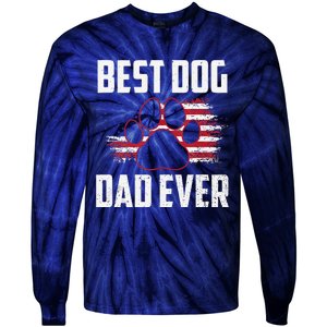 American Flag Dog Dad Owner Best Dog Dad Ever Fathers Day Tie-Dye Long Sleeve Shirt