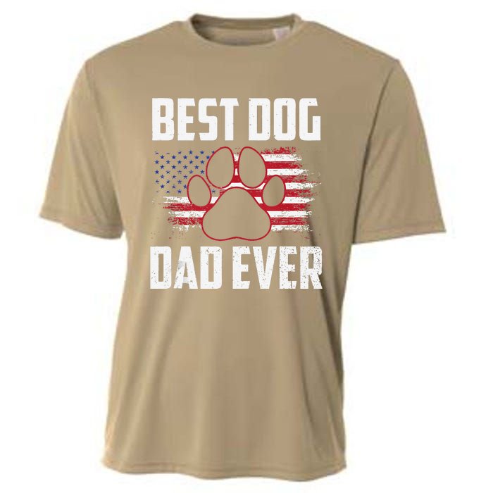 American Flag Dog Dad Owner Best Dog Dad Ever Fathers Day Cooling Performance Crew T-Shirt