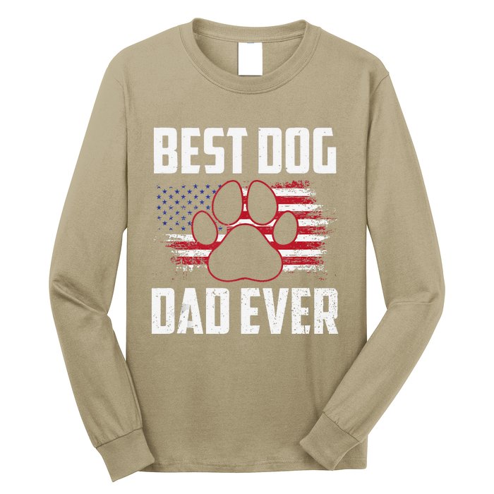 American Flag Dog Dad Owner Best Dog Dad Ever Fathers Day Long Sleeve Shirt