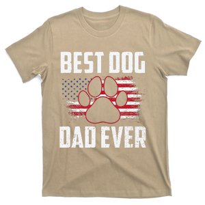 American Flag Dog Dad Owner Best Dog Dad Ever Fathers Day T-Shirt