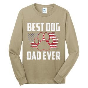 American Flag Dog Dad Owner Best Dog Dad Ever Fathers Day Tall Long Sleeve T-Shirt