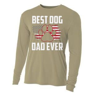 American Flag Dog Dad Owner Best Dog Dad Ever Fathers Day Cooling Performance Long Sleeve Crew