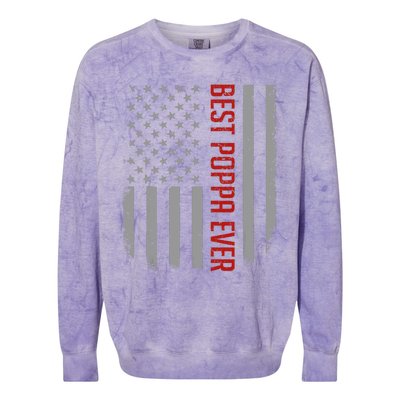 American Flag Dad Gift For Fathers day Best Poppa Ever Colorblast Crewneck Sweatshirt