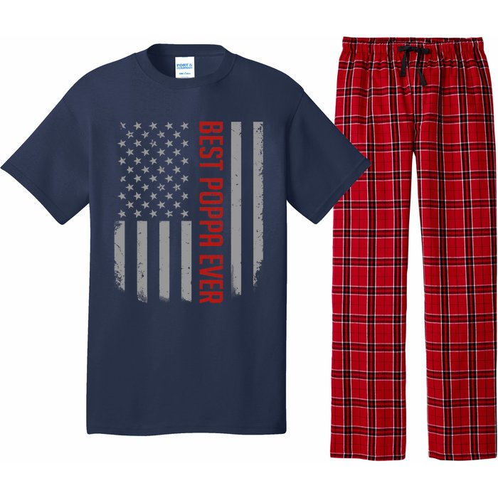 American Flag Dad Gift For Fathers day Best Poppa Ever Pajama Set