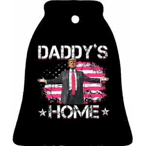 American Flag DaddyS Home Trump 2024 Patriotic Ceramic Bell Ornament