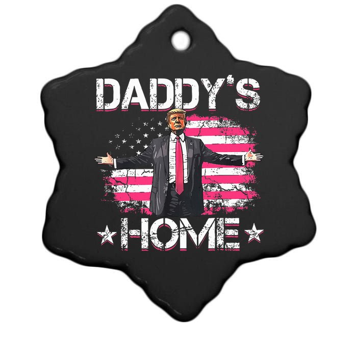 American Flag DaddyS Home Trump 2024 Patriotic Ceramic Star Ornament