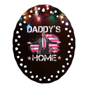 American Flag DaddyS Home Trump 2024 Patriotic Ceramic Oval Ornament