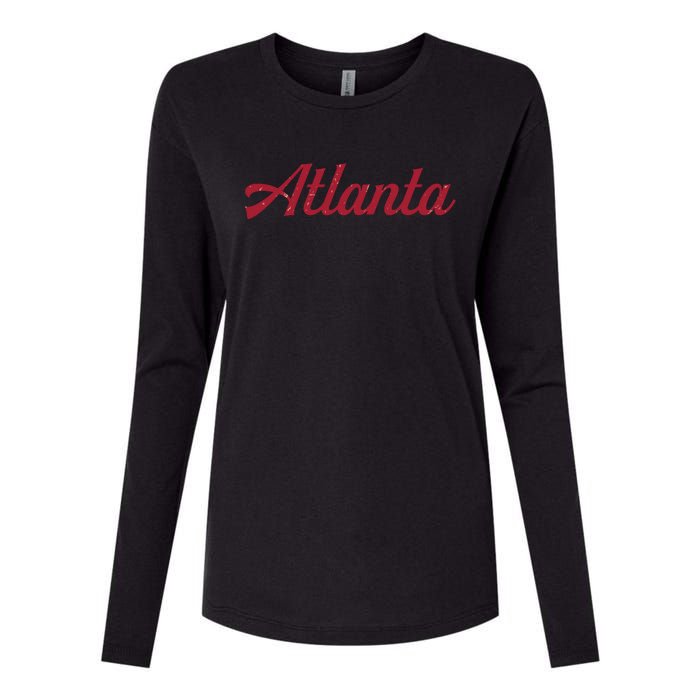 Atlanta Football Distressed Womens Cotton Relaxed Long Sleeve T-Shirt