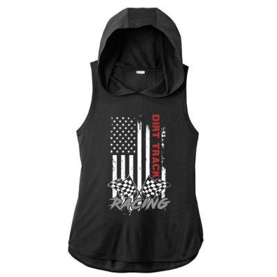 American Flag Dirt Track Racing Car Bike Driver Racer Gifts Ladies PosiCharge Tri-Blend Wicking Draft Hoodie Tank