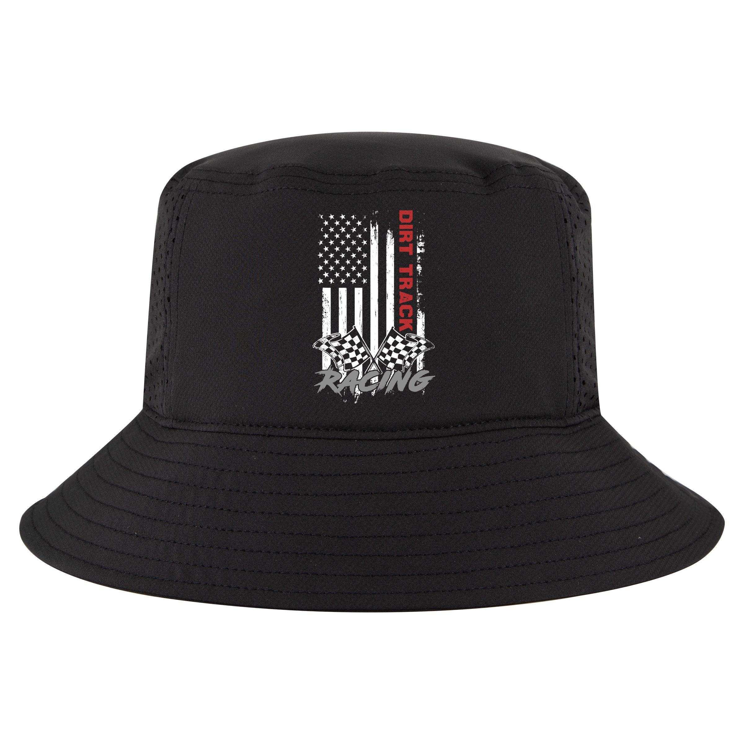American Flag Dirt Track Racing Car Bike Driver Racer Gifts Cool Comfort Performance Bucket Hat