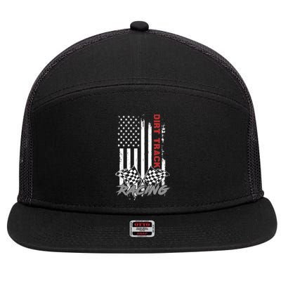 American Flag Dirt Track Racing Car Bike Driver Racer Gifts 7 Panel Mesh Trucker Snapback Hat