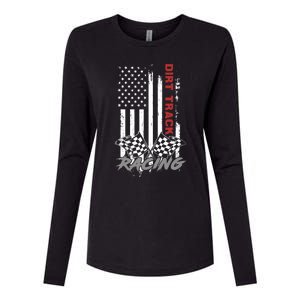 American Flag Dirt Track Racing Car Bike Driver Racer Gifts Womens Cotton Relaxed Long Sleeve T-Shirt