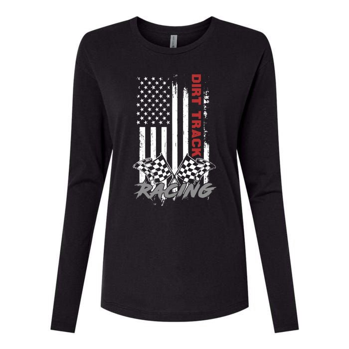 American Flag Dirt Track Racing Car Bike Driver Racer Gifts Womens Cotton Relaxed Long Sleeve T-Shirt