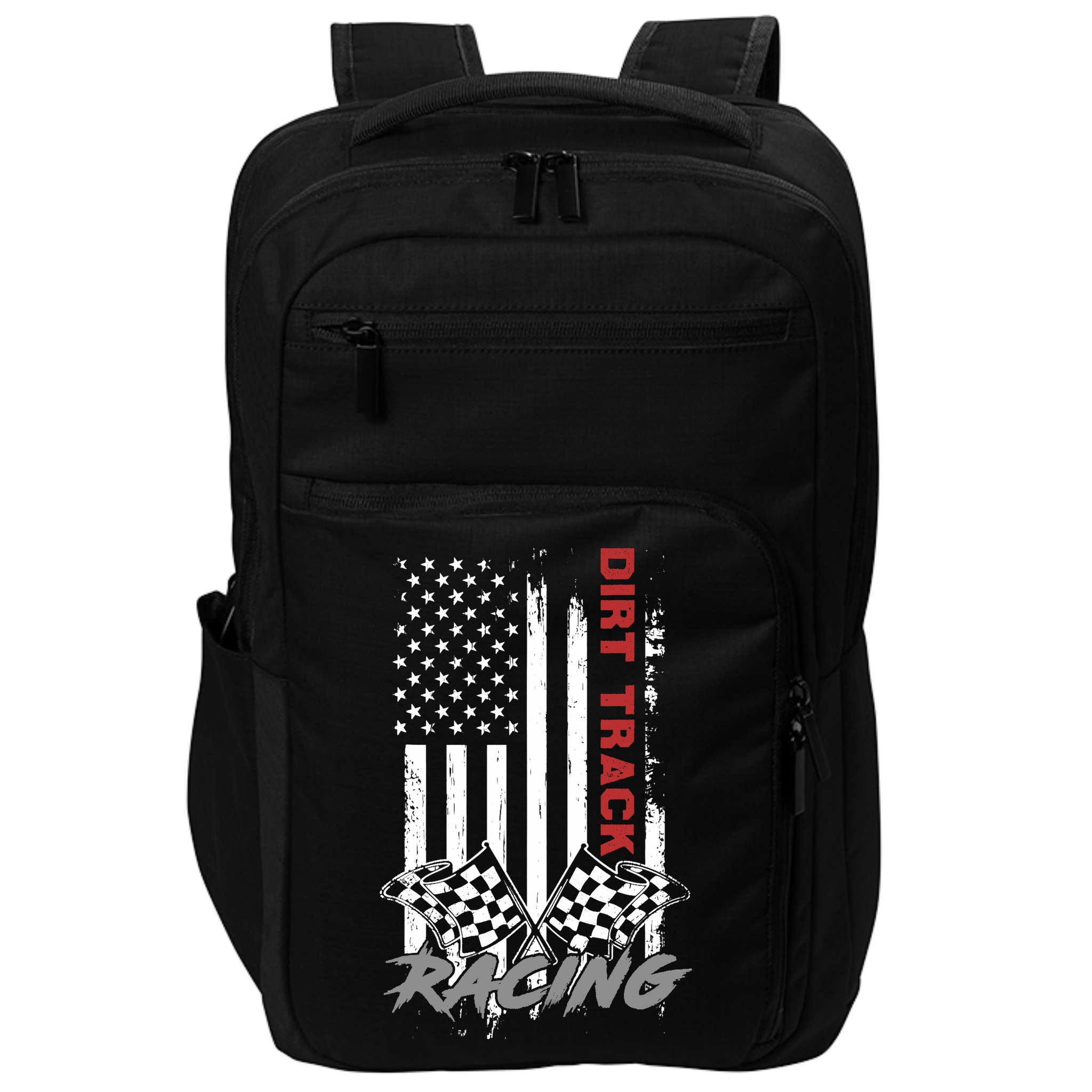 American Flag Dirt Track Racing Car Bike Driver Racer Gifts Impact Tech Backpack