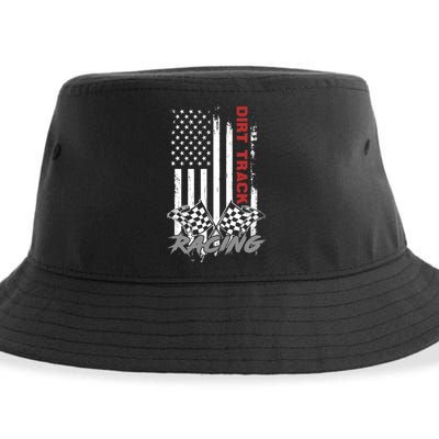 American Flag Dirt Track Racing Car Bike Driver Racer Gifts Sustainable Bucket Hat