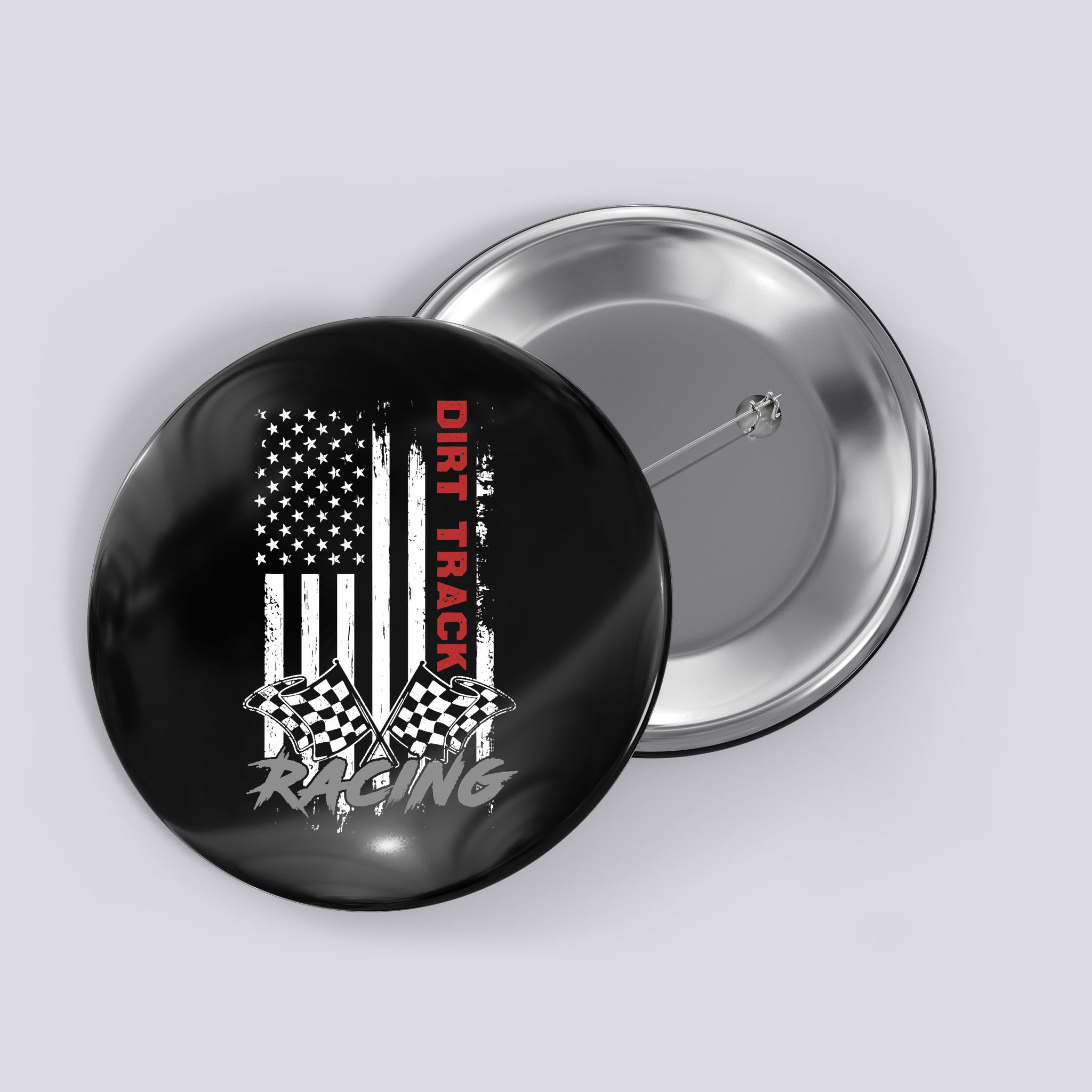 American Flag Dirt Track Racing Car Bike Driver Racer Gifts Button