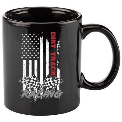 American Flag Dirt Track Racing Car Bike Driver Racer Gifts 11oz C Handle Ceramic Mug