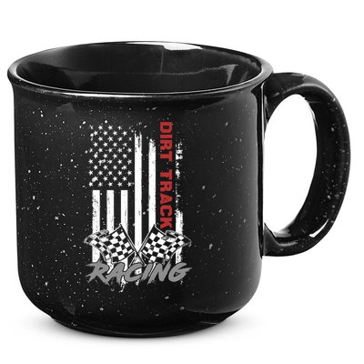 American Flag Dirt Track Racing Car Bike Driver Racer Gifts 15oz Campfire Ceramic Mug