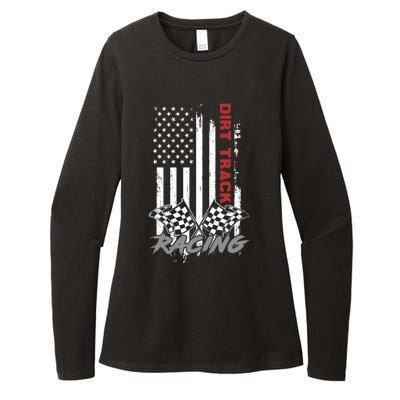 American Flag Dirt Track Racing Car Bike Driver Racer Gifts Womens CVC Long Sleeve Shirt