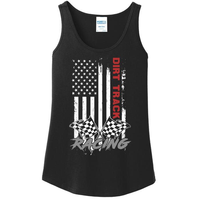 American Flag Dirt Track Racing Car Bike Driver Racer Gifts Ladies Essential Tank