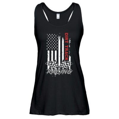 American Flag Dirt Track Racing Car Bike Driver Racer Gifts Ladies Essential Flowy Tank