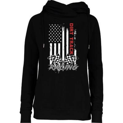 American Flag Dirt Track Racing Car Bike Driver Racer Gifts Womens Funnel Neck Pullover Hood