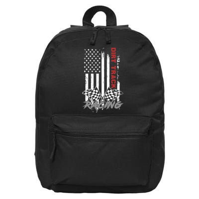 American Flag Dirt Track Racing Car Bike Driver Racer Gifts 16 in Basic Backpack