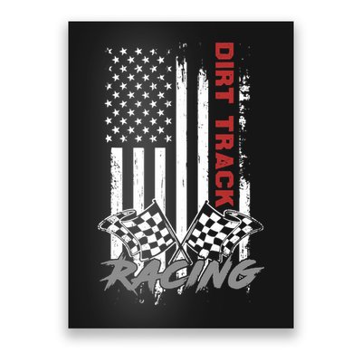 American Flag Dirt Track Racing Car Bike Driver Racer Gifts Poster