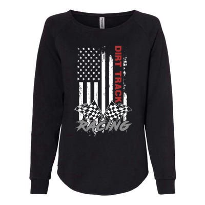 American Flag Dirt Track Racing Car Bike Driver Racer Gifts Womens California Wash Sweatshirt