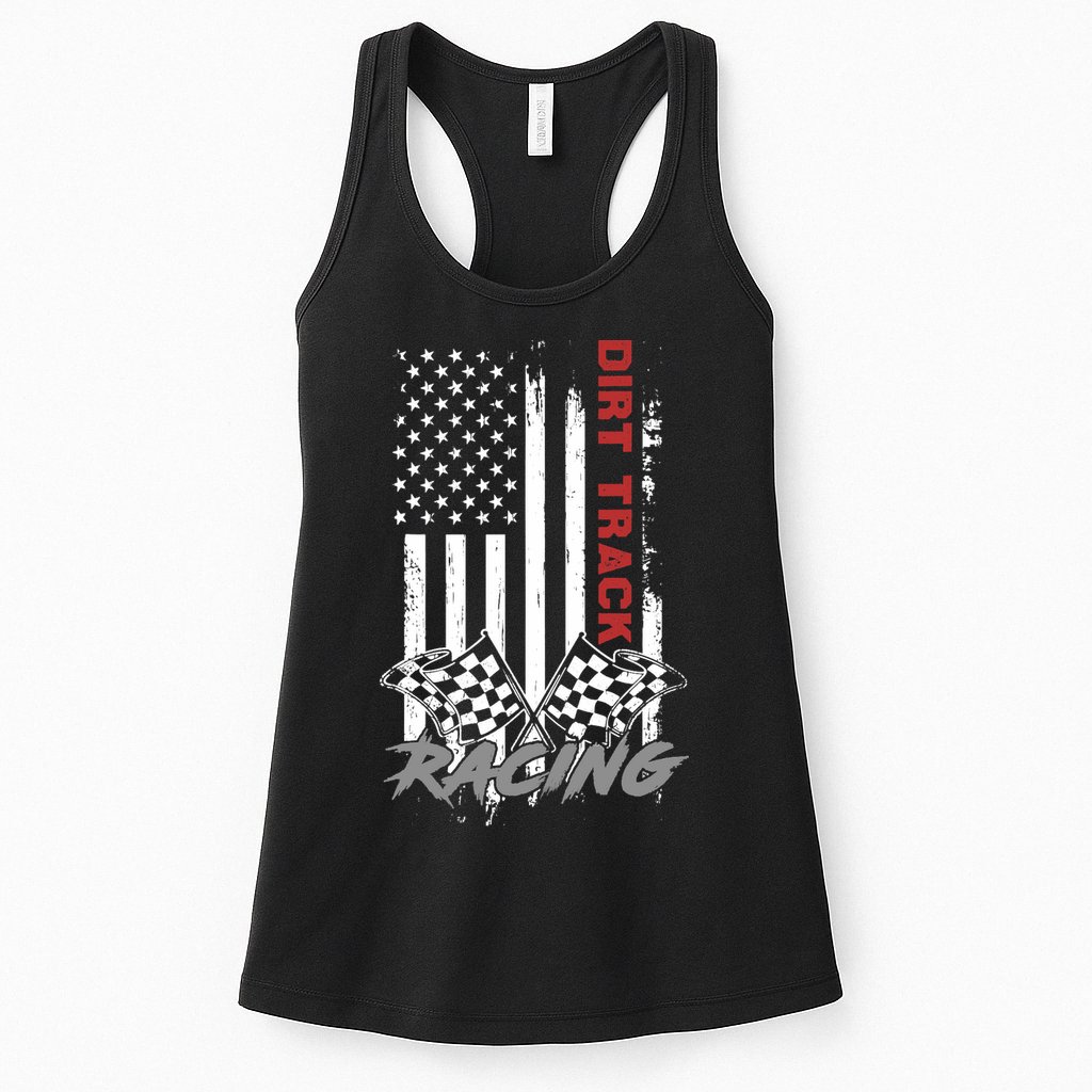 American Flag Dirt Track Racing Car Bike Driver Racer Gifts Womens Tank Top