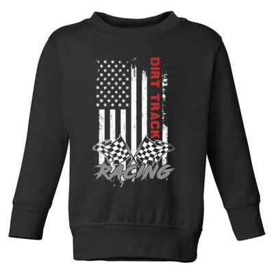 American Flag Dirt Track Racing Car Bike Driver Racer Gifts Toddler Sweatshirt