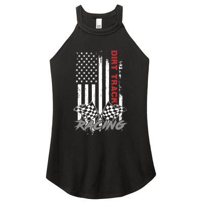 American Flag Dirt Track Racing Car Bike Driver Racer Gifts Women's Perfect Tri Rocker Tank