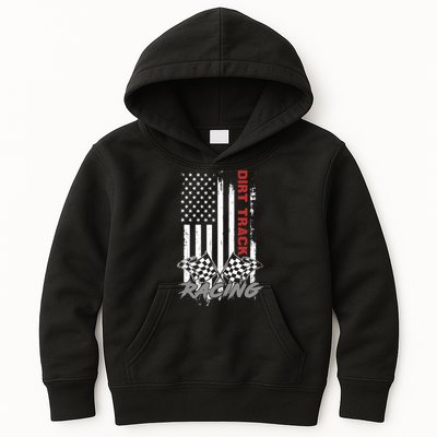 American Flag Dirt Track Racing Car Bike Driver Racer Gifts Kids Hoodie