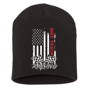 American Flag Dirt Track Racing Car Bike Driver Racer Gifts Short Acrylic Beanie