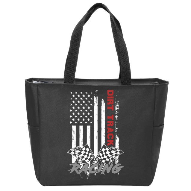 American Flag Dirt Track Racing Car Bike Driver Racer Gifts Zip Tote Bag