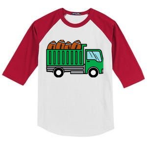 American Football Dump Truck Cute Sports Boys Toddlers Kids Colorblock Raglan Jersey