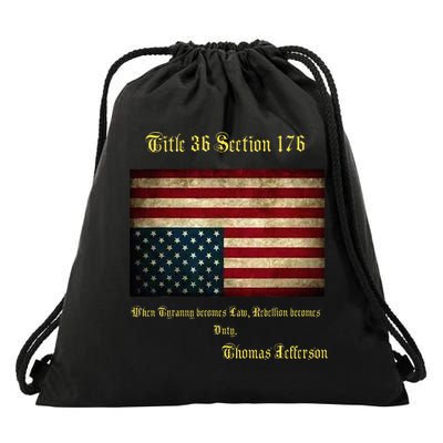 American Flag Distress Upside Down Thomas Jefferson Patriot Drawstring Bag