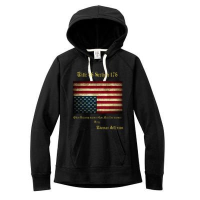 American Flag Distress Upside Down Thomas Jefferson Patriot Women's Fleece Hoodie