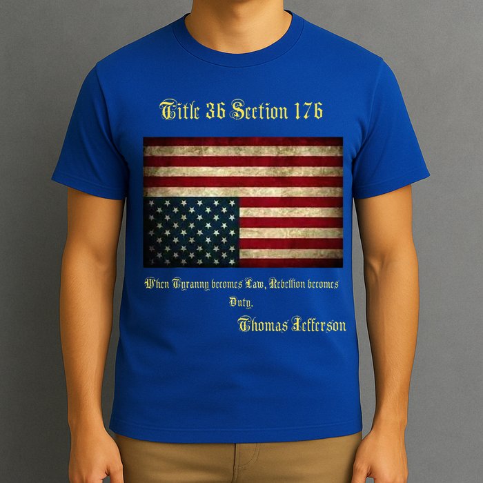 American Flag Distress Upside Down Thomas Jefferson Patriot T-Shirt