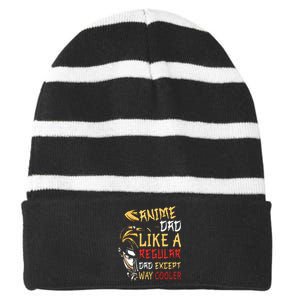 Anime Fathers Day Anime Dad Except Way Cooler Striped Beanie with Solid Band