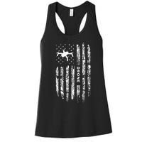 American Flag Drone Clothing Drone Pilot Vintage Drone Women's Racerback Tank