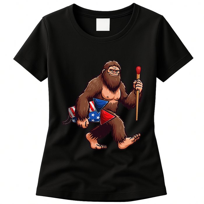 Assistant Fireworks Director 4th July Party Bigfoot Funny Womens T-Shirt
