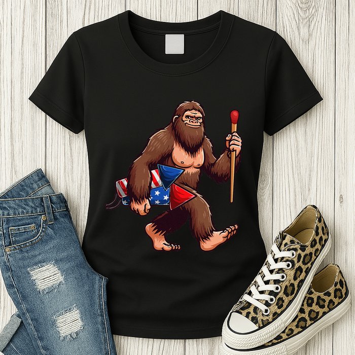 Assistant Fireworks Director 4th July Party Bigfoot Funny Womens T-Shirt