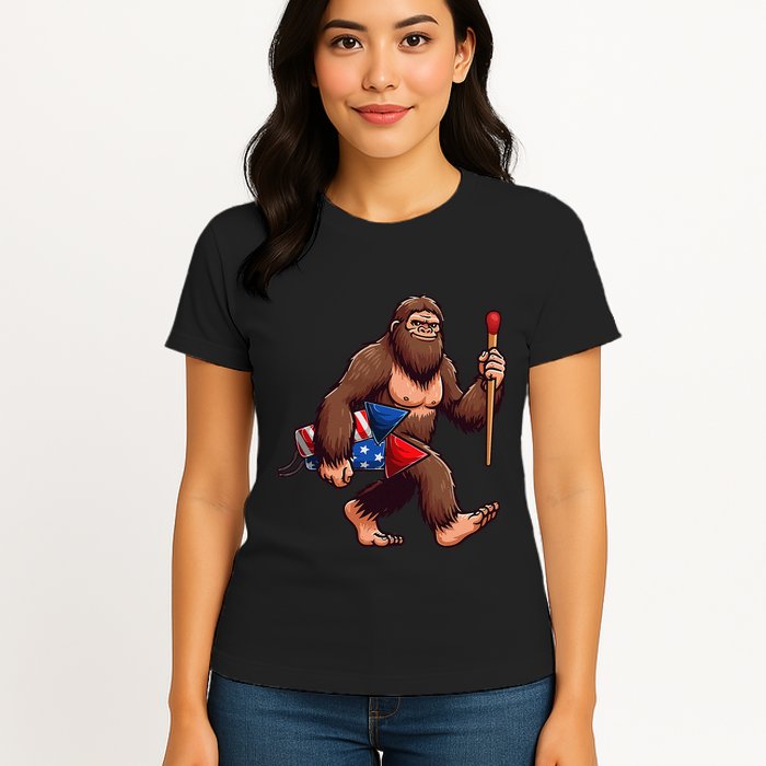 Assistant Fireworks Director 4th July Party Bigfoot Funny Womens T-Shirt